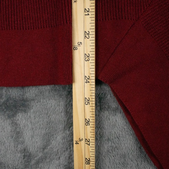 Patrizia Luca Women's Large Red Mock Neck Chunky Knit Asymmetrical Sweater - Picture 6 of 6